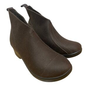 Alegria Nadya Brown Fleece Elastic Wool Pull‎ On Platform Heeled Booties 42 NWOT